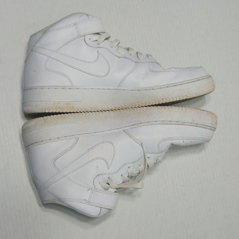 Nike Air Force 1 Mid '07 Leather Sneakers Triple White Size 13 CW2289-111 - Picture 4 of 9